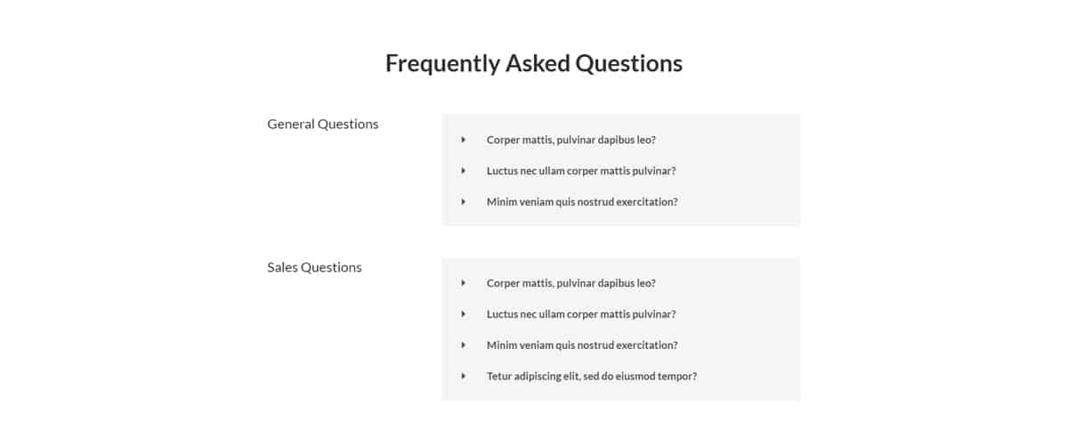 FAQ Section Layout