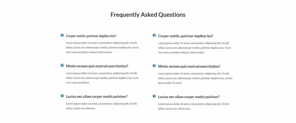 FAQ Section Layout