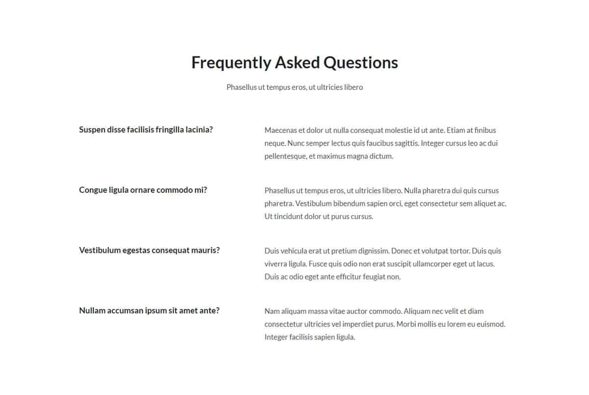 FAQ Section Layout