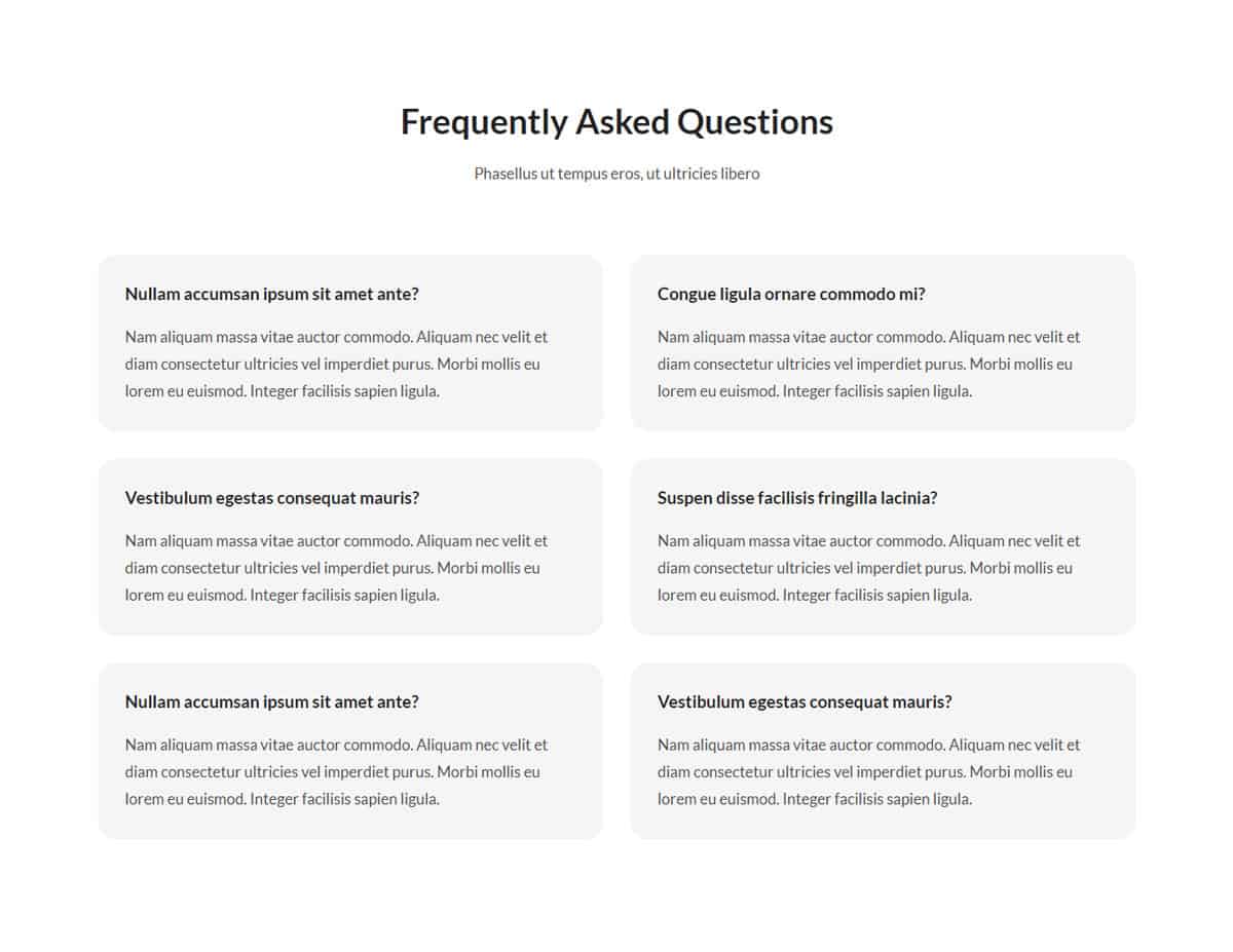 FAQ Section Layout