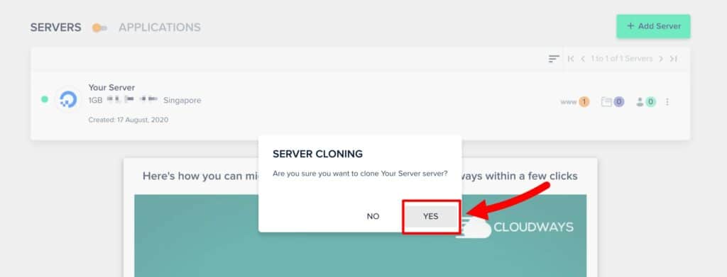 Cloudways Confirm Clone