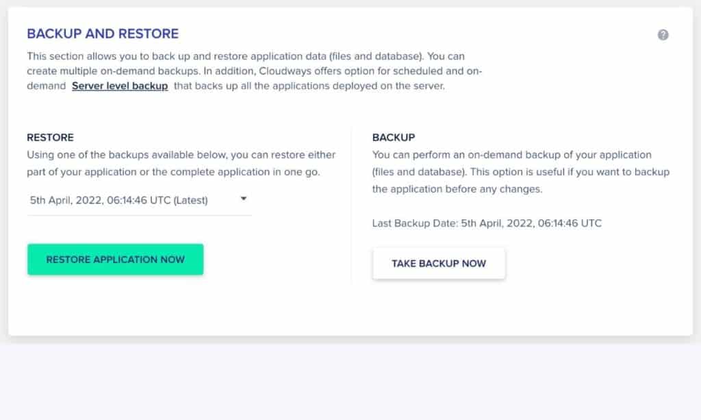 Cloudways Backup & Restore