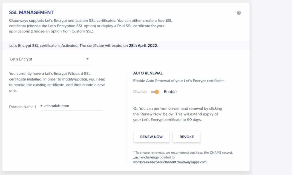 Cloudways SSL Management